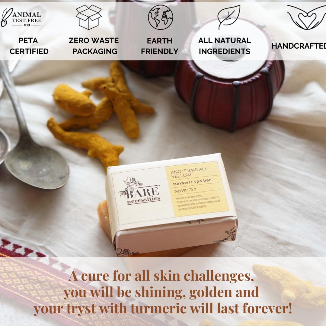 Bare Necessities Turmeric Beauty Bathing Bar | Cold Processed Handmade Soap | For All Skin Types  - 75g