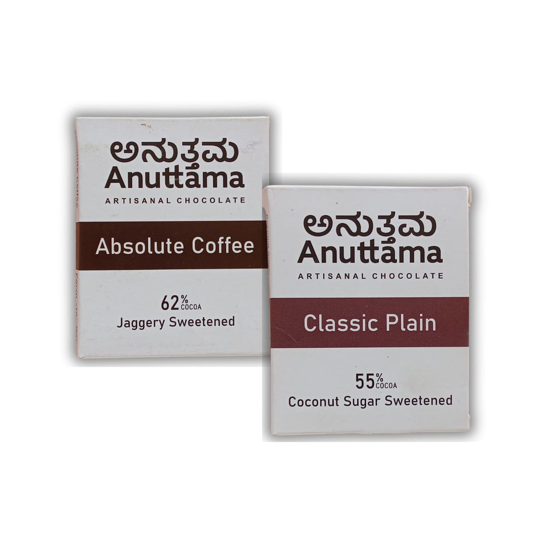 ANUTTAMA Assorted Dark Chocolate Bar - Vegan Handmade Chocolate Gift&