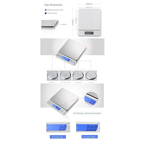 The Bean Co Roasters Digital Weighing Scale | Coffee weighing scale - 3 KG/ 0.1 G with Back-Lit Digital Display