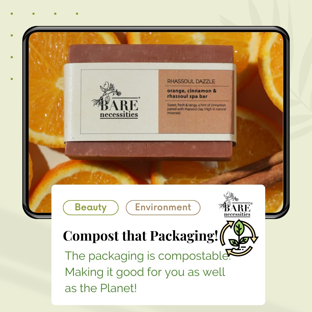 Bare Necessities Natural Orange Cinnamon Rhassoul Handmade Soap Bar - 75g