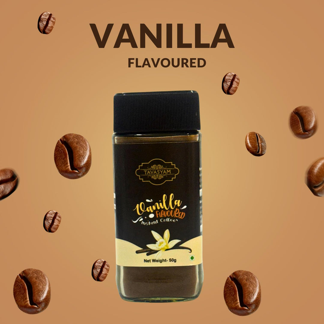TAVASYAM Coffee Powder Jar 50 gm - Vanilla Instant Coffee Powder - 25 Servings