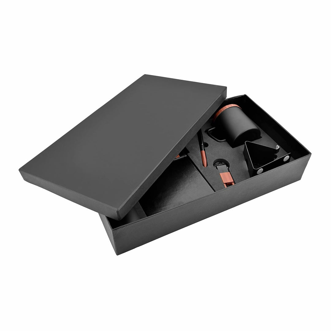 MiRa Gifting Solutions Elegant 6-in-1 Black & Wood Finish Executive Gift Set – Premium Corporate Edition