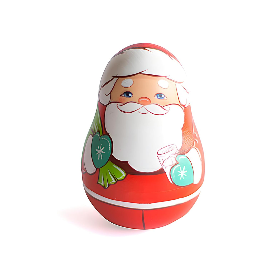 Channapatna Toys Wooden Santa Christmas Roly Poly Toy for Baby, Toddlers, Kids (1 Year+) Wobbling Tumbler Toy - Develops Curiosity & Motor Skills