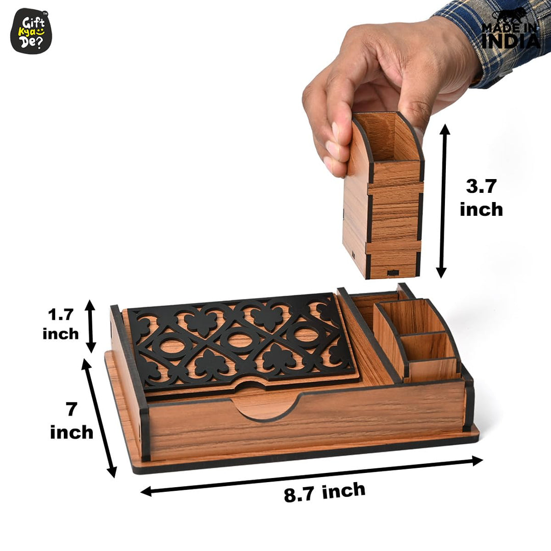 Gift Kya De Tissue Paper Holder for Dining Table with Toothpick Holder Designer 5 Compartment Dining Table Accessories for Home Decor