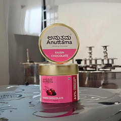 ANUTTAMA Raisin Chocolate - Chocolate Coated Raisin Delights - 100% Plant Based - 80 gm