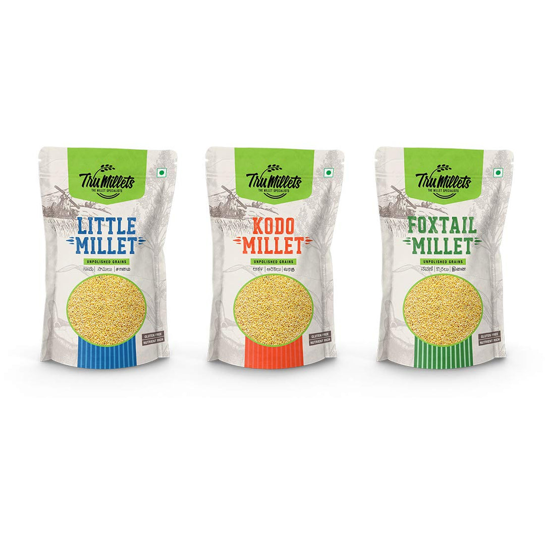 Trumillets FOXTAIL,KODO, LITTLE MILLET ,EACH 500 gm (Pack of 6)