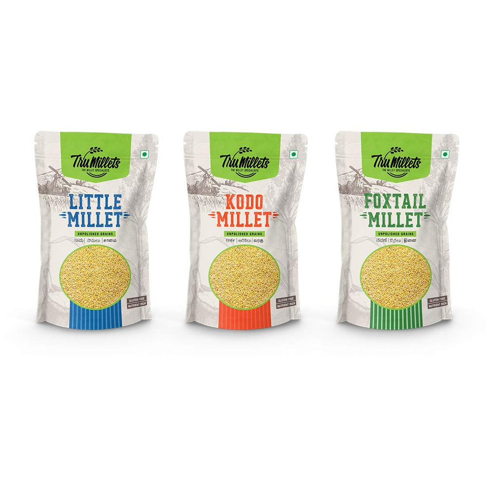 Trumillets FOXTAIL,KODO, LITTLE MILLET ,EACH 500 gm (Pack of 3)