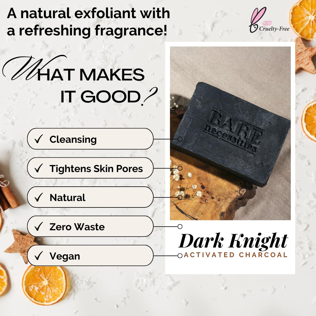 Bare Necessities Dark Knight Activated Charcoal Bath Soap - All Skin Types | 75g