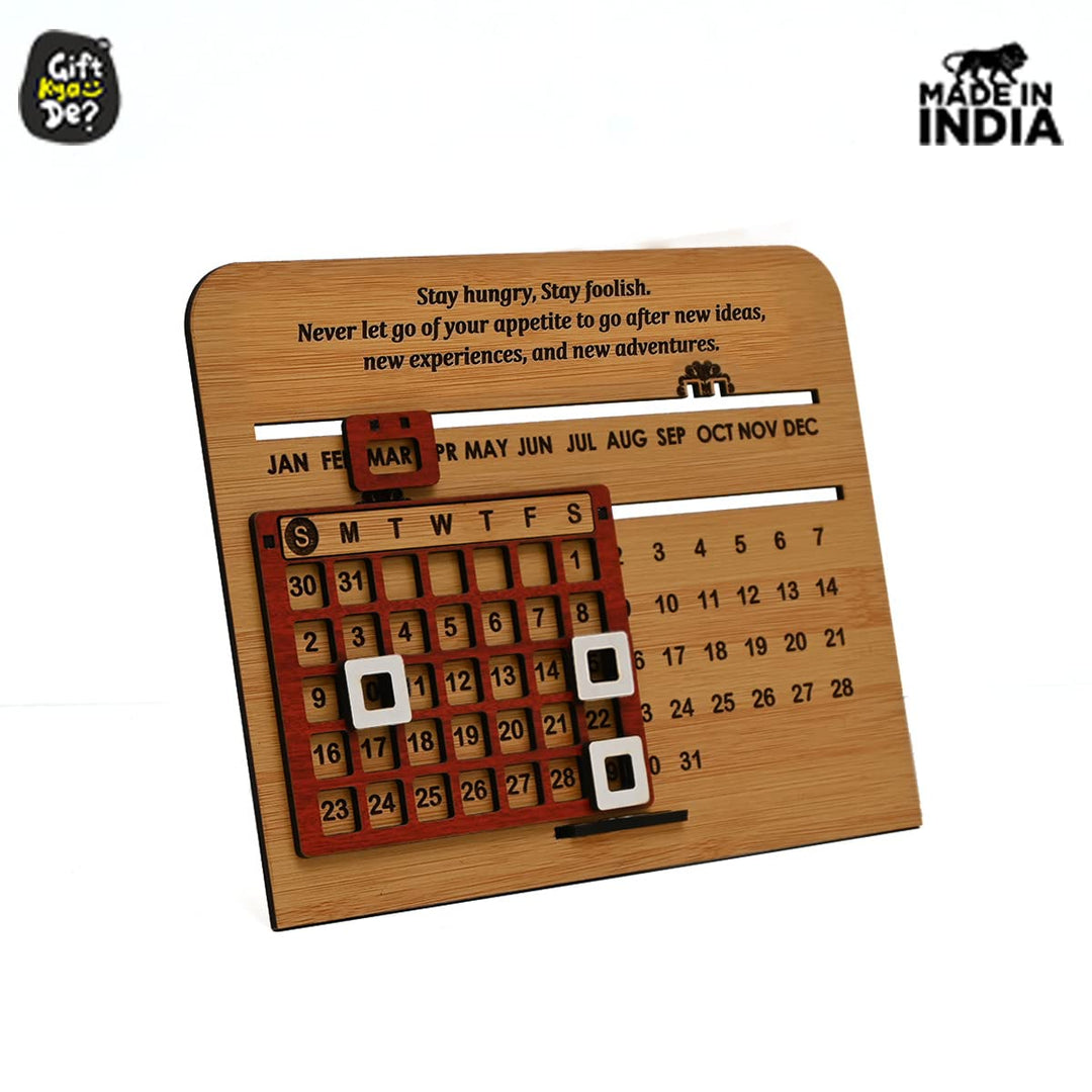 Gift Kya De Wooden Lifetime Motivational Quote Desk Calendar | Table Calendar For Office & Home | Eco Friendly