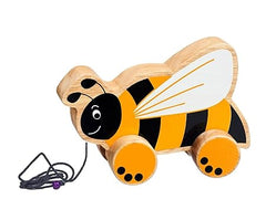 Channapatna Toys Pull Along Toy Wooden Bee Premium for 12 Months & Above Kids, Toddlers, Infant & Preschool Toys - Multicolor - with Attached String- Encourage Walking, Develops Gross Motor Skills
