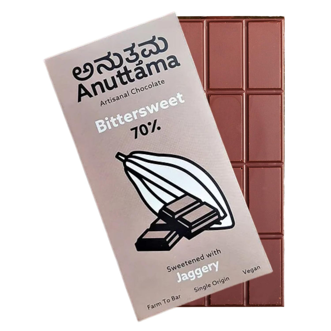 ANUTTAMA Dark Chocolate Bittersweet - 70% Cocoa - Chocolate Bar 50 gm