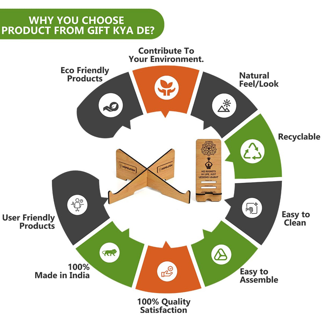 Gift Kya De Cross Laptop Stand For Desk With Mobile Stand | Portable Easy to Carry | Compatible with All (2 pc Combo Pack) (eco Friendly)