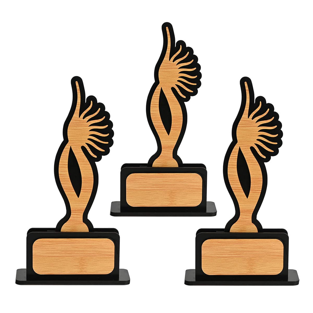 Gift Kya De Momento Awards and Trophy for Winner, Beautiful Black and Bamboo Design with Wooden Cutwork, Easy Print and Sticker Paste Your Matter, Eco Friendly Corporate Gifts (Size 10x6)
