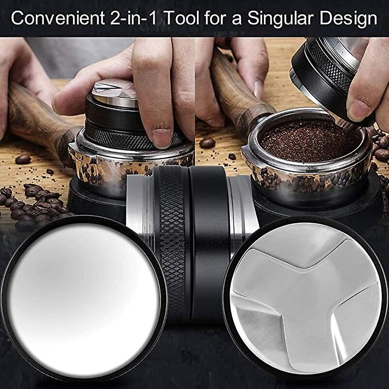 The Bean Co Roasters Dual Head Coffee Distributor | 58 mm Coffee Leveler | Adjustable Depth- Professional Espresso Hand Tampers