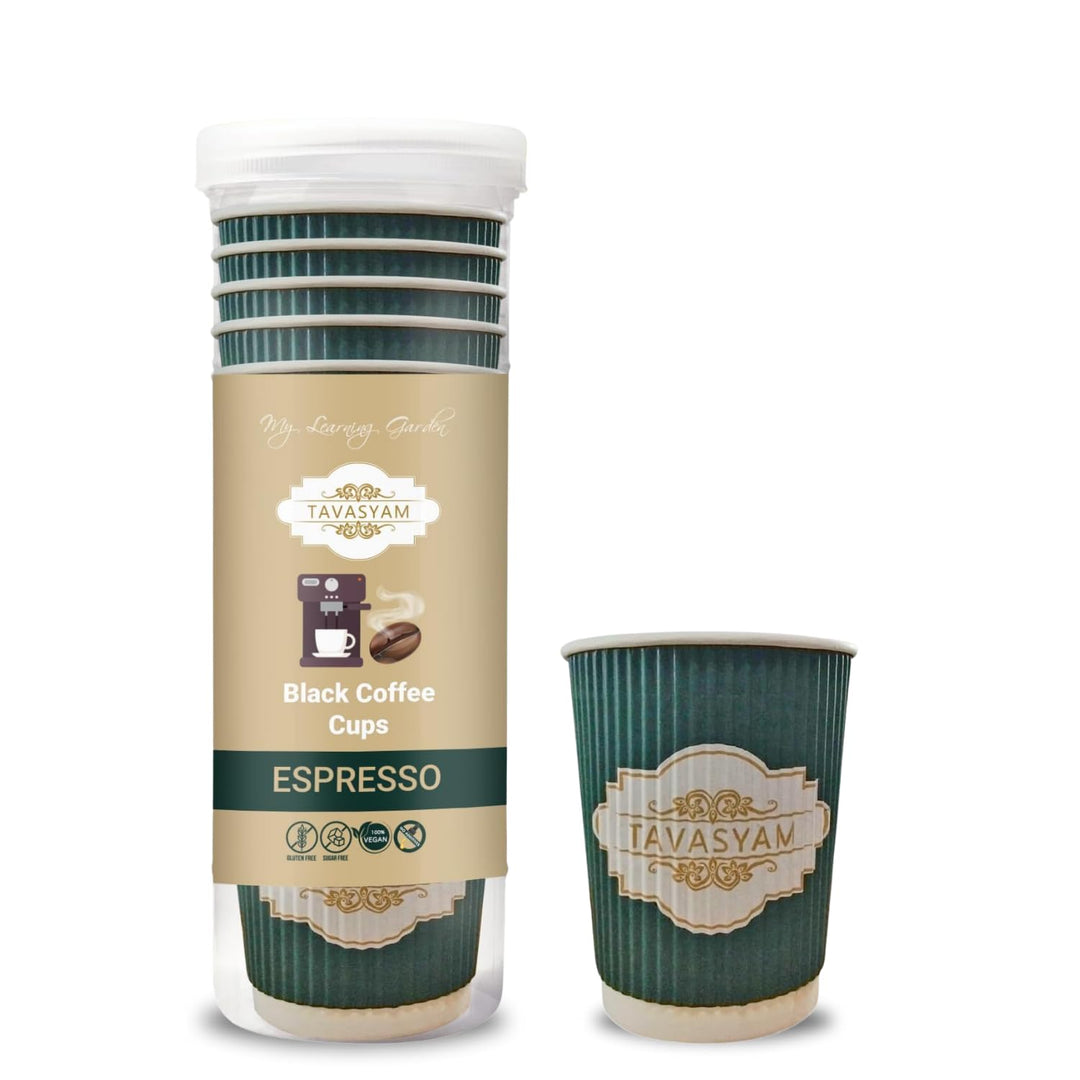 Tavasyam Instant Espresso Flavoured Black Coffee |  Pre-Filled Coffee Cups 200ml | Pack of 12 Cups