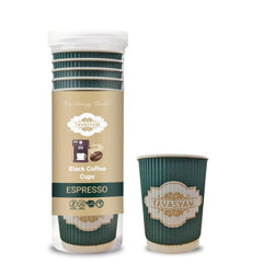 Tavasyam Instant Espresso Flavoured Black Coffee |  Pre-Filled Coffee Cups 200ml | Pack of 12 Cups