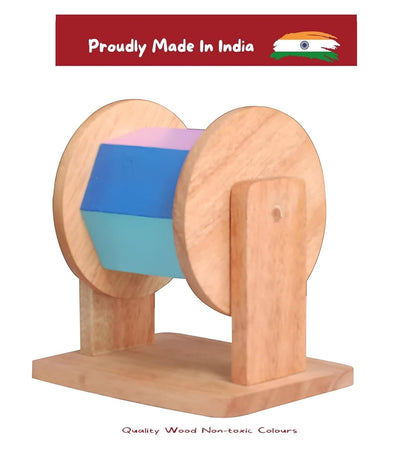 Channapatna Toys Wooden Rainbow Montessori Spinner Drum Toy with Rattle Sound for Babies (6+ Months) | Sensory & Fine Motor Skills | Encourages Curiosity & Movement