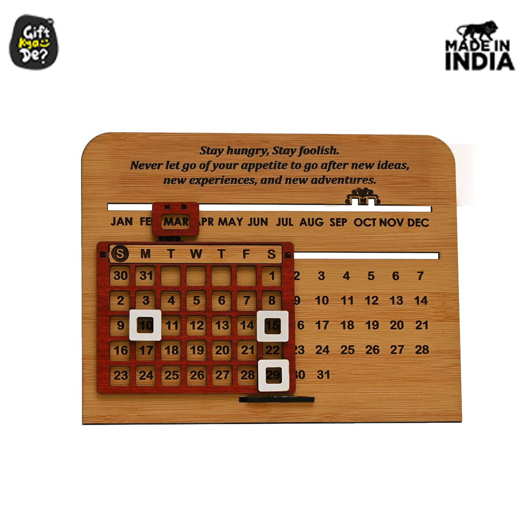 Gift Kya De Wooden Lifetime Motivational Quote Desk Calendar | Table Calendar For Office & Home | Eco Friendly