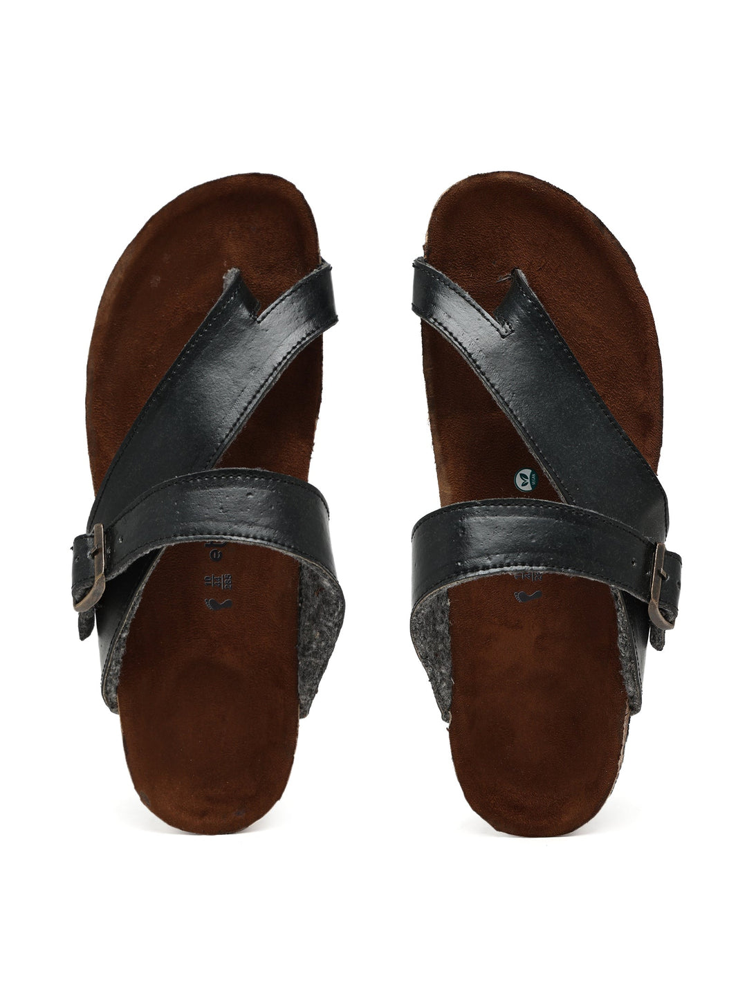 TUSK Black Cross-Strap Cork Footbed Sandals