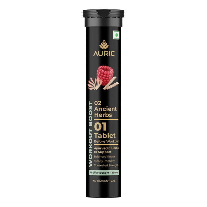 Auric Workout Boost Effervescent– Training Support Drink Tabs. – Raspberry Flavor