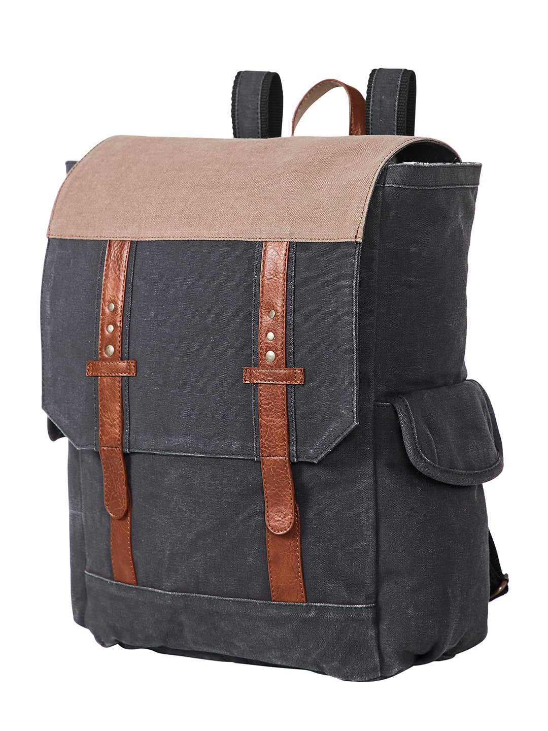 Mona B - 100% cotton canvas back pack for offices schools and colleges with two outside pockets and stylish design