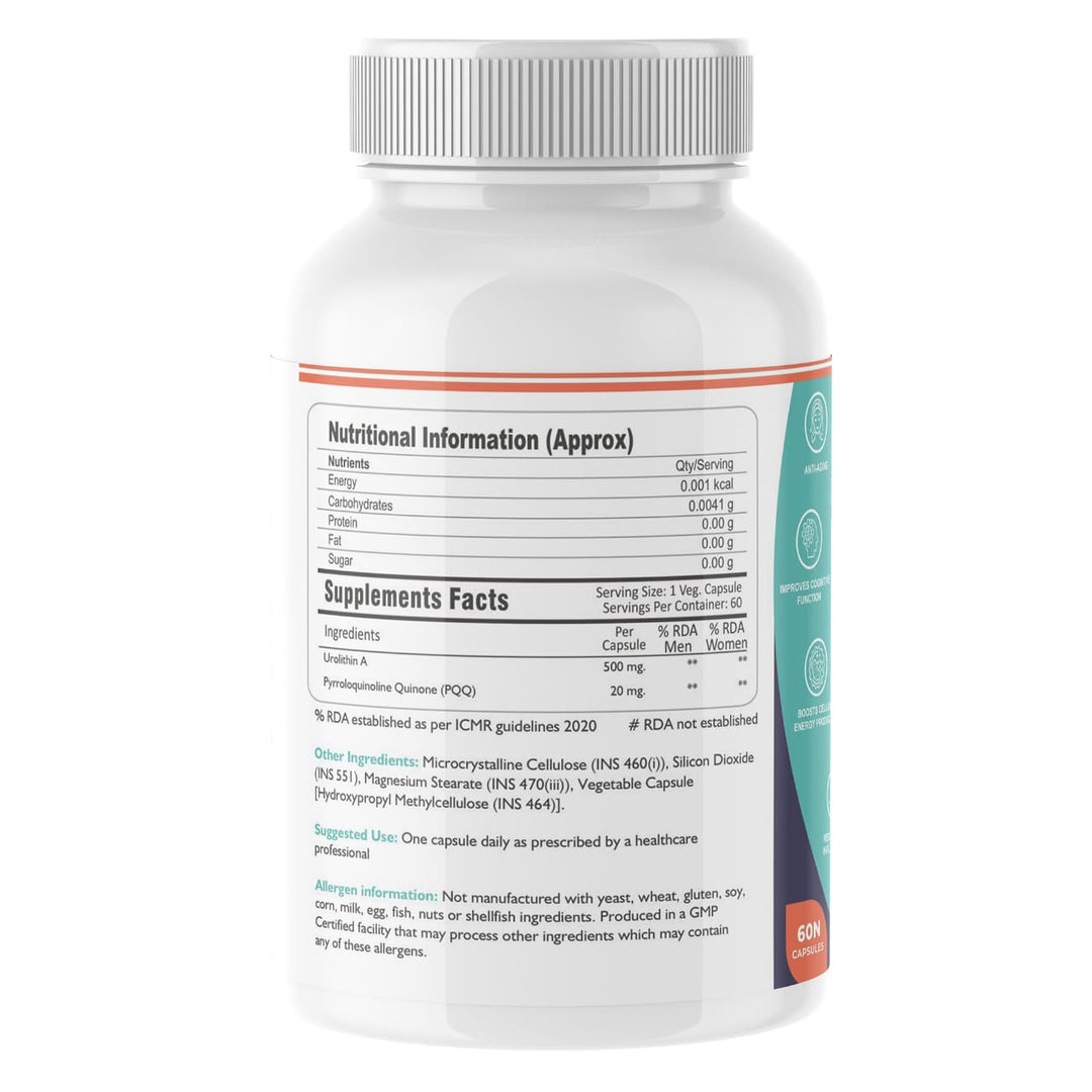 FMN Mito-3 Support I Mitophagy I Mitogenesis I Cellular health I Muscle Strength I Cognitive Function I Anti Aging I Vegetarian Capsules