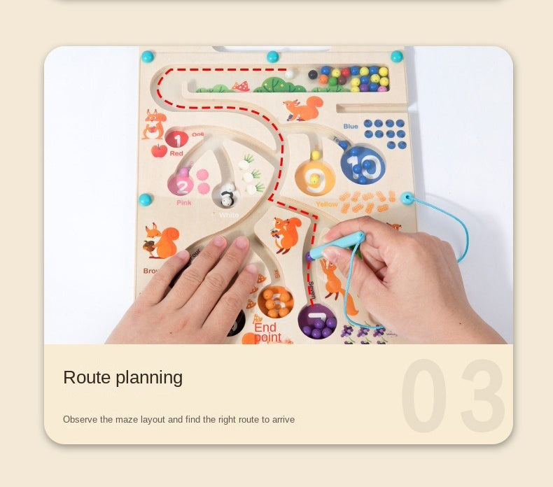Wudly Wooden Magnetic Colour & Number Sorting Maze Board