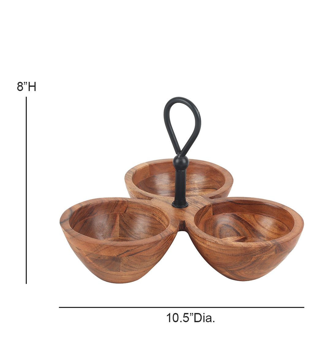 Ireka Homes Handcrafted Munch Trio Serving Bowls - Multipurpose Acacia Wood Bowls - Durable Bowls for Serving Food, Snacks, and Desserts (Set of 3)