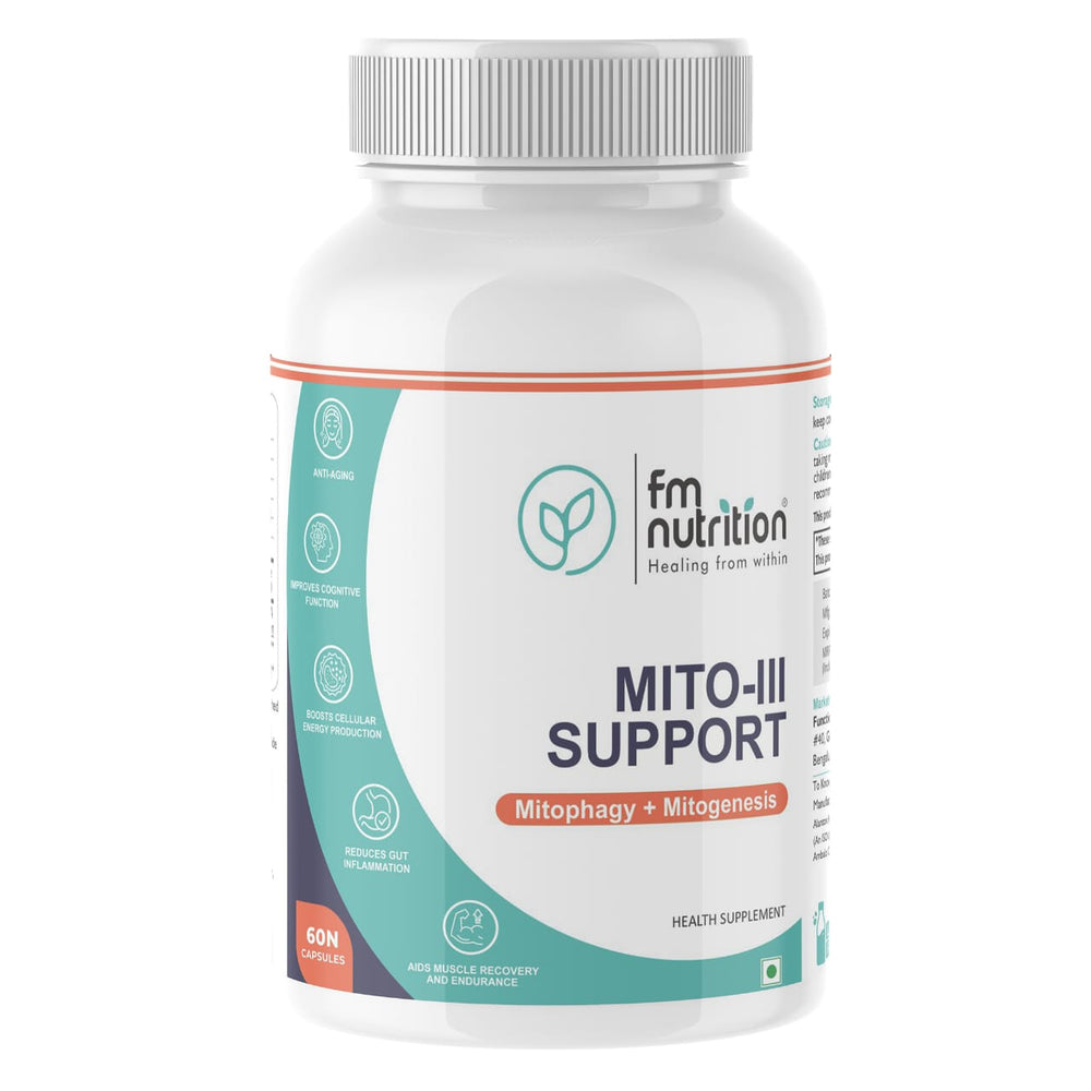 FMN Mito-3 Support I Mitophagy I Mitogenesis I Cellular health I Muscle Strength I Cognitive Function I Anti Aging I Vegetarian Capsules