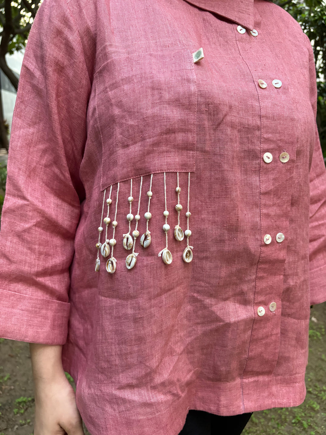 Pink Pearl Linen Shirt