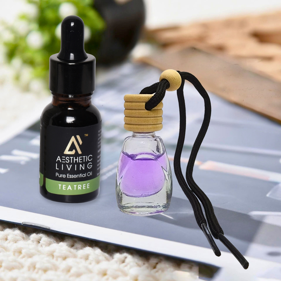 Aesthetic living car aromatizer/diffuser bottle with essential oil(Multi shape transparent -10ml+ essential oil 15ml)