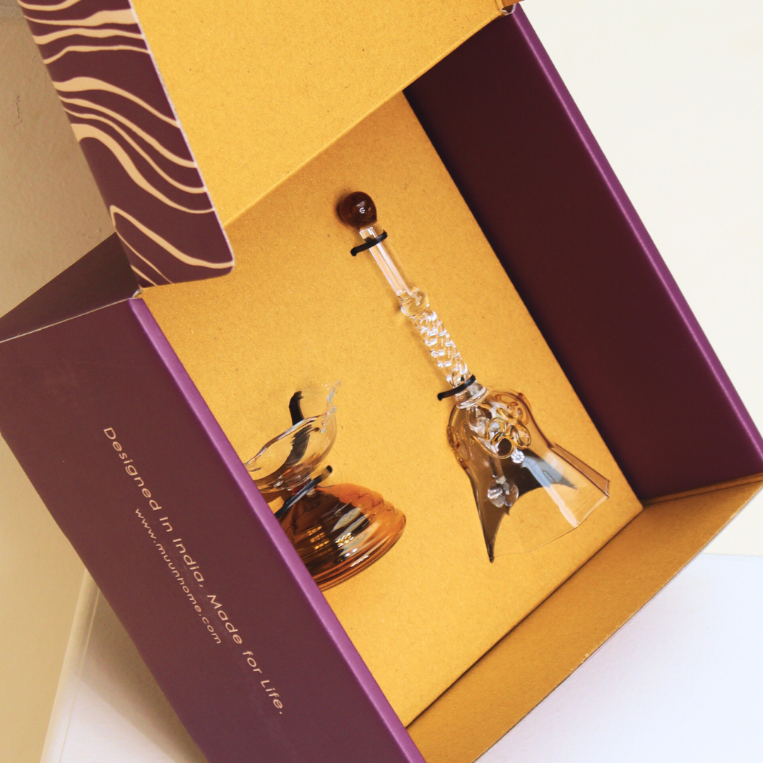 Muun Home Short Diya Gift Set - Short Diya and Ringing bell