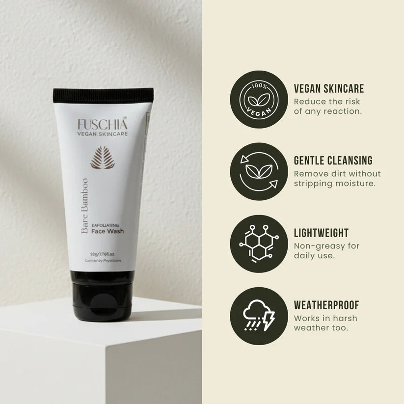 Fuschia Vegan Bare Bamboo Exfoliating Face Wash