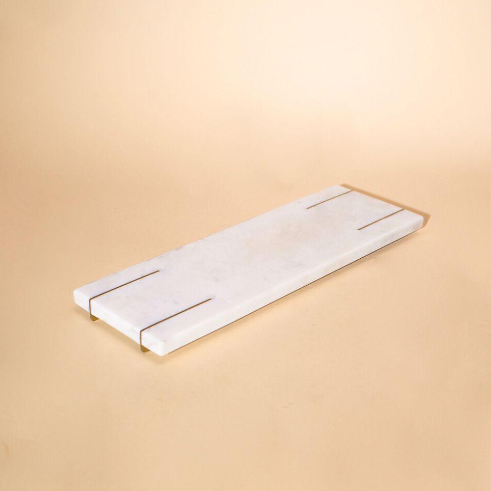 Muun Home Marble Tray With Gold Base