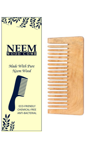Tanman Organics Pure Kacchi Neem Wood Comb DETANGLE 5.5