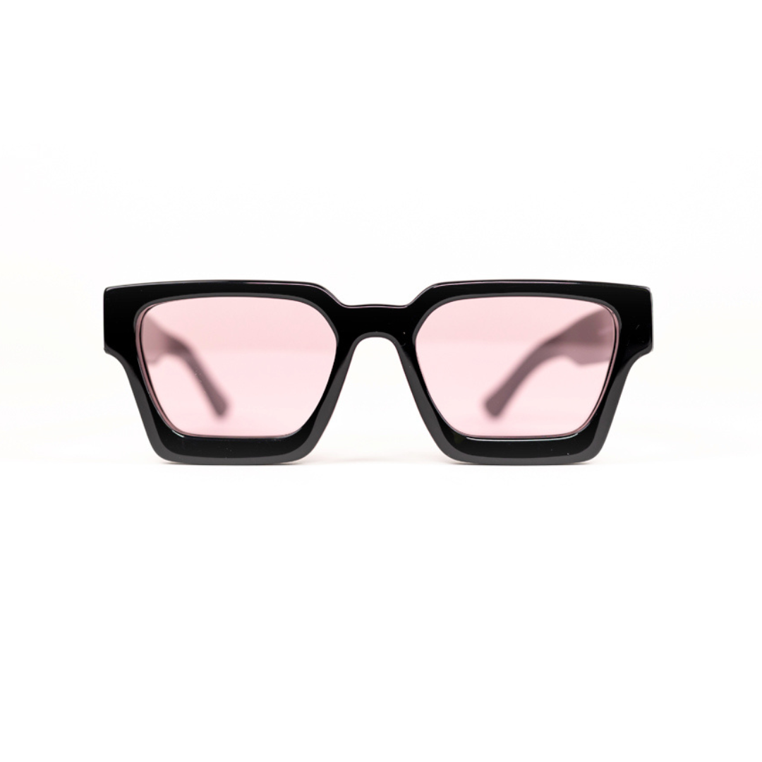 Monkstory MonkStory Runway Acetate Unisex Sunglasses - Black With Purple Lens
