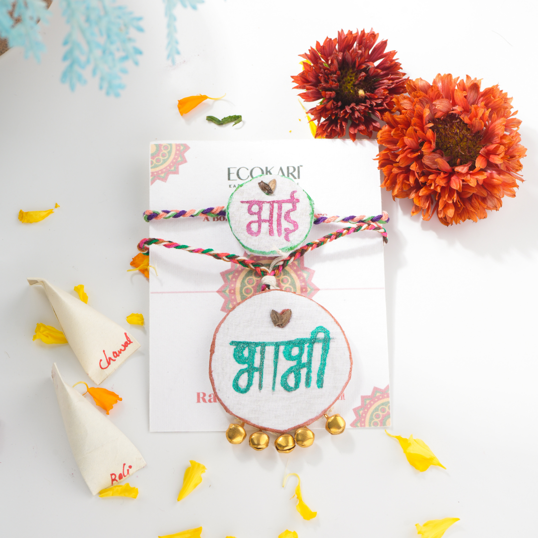 Ecokari Embellished Bhai - Bhabhi Rakhi and Lumba Set