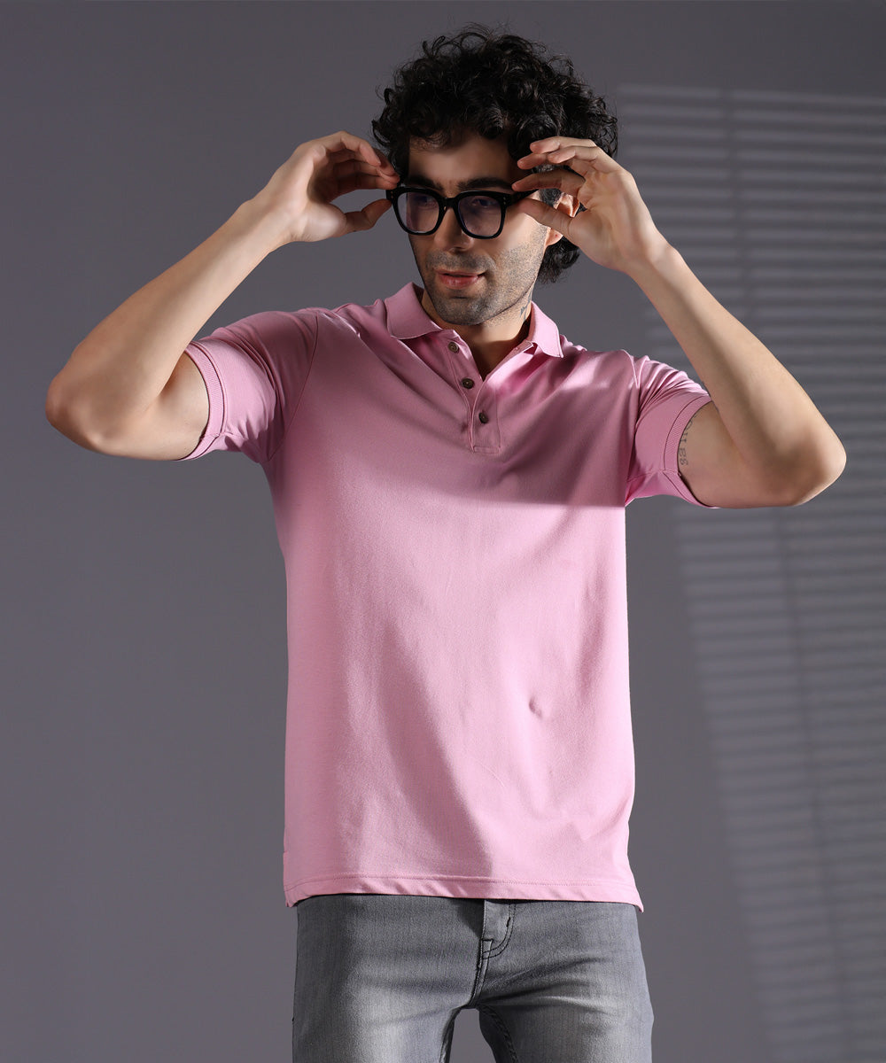 Naturefab Men’s Organic Bamboo Polo Tshirt Ultimate Pink