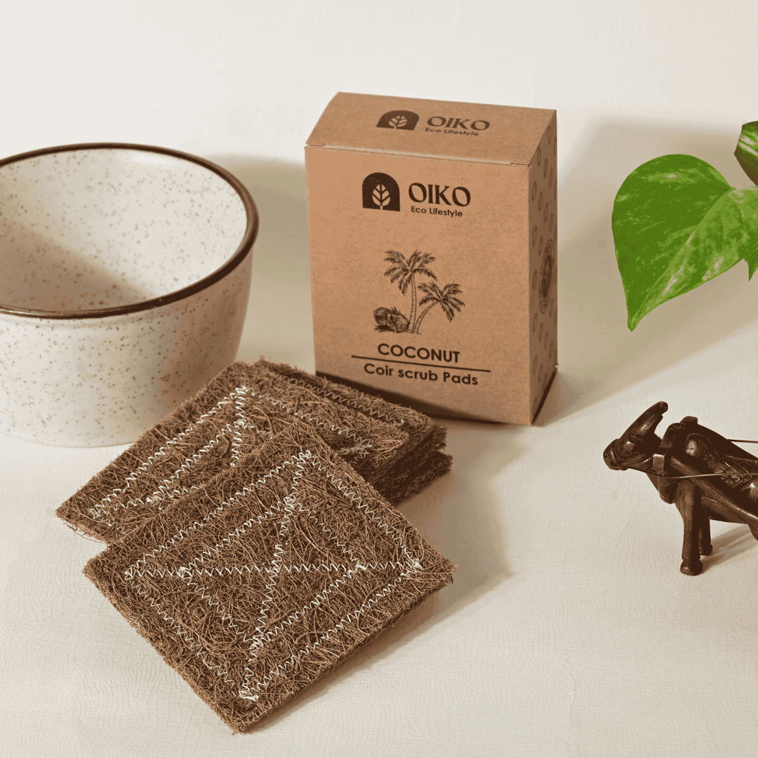 OIKO Coconut Coir Cleaning Scrub Pad  |Natural, Biodegradable & Effective| Pack of 5