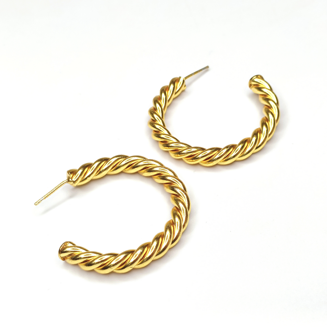 Nine Designs Gold Plated Twisted Hoops 06