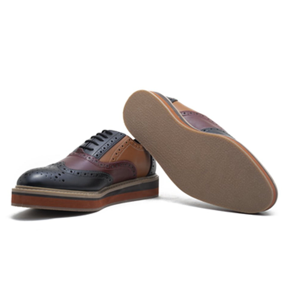 Monkstory Beverly Tricolour Brogues - Black