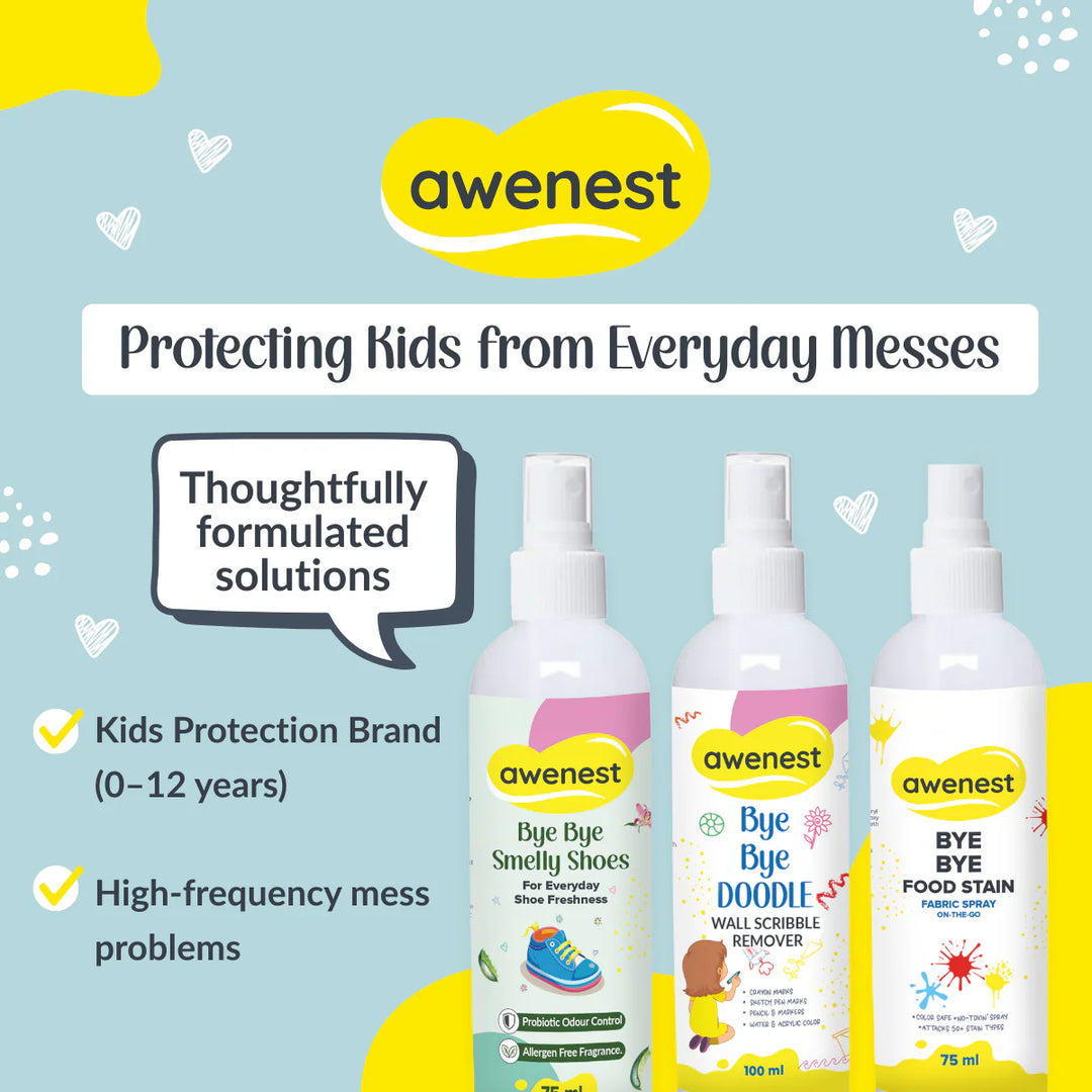 Shoe Deodorizer - Bye Bye Smelly Shoes Spray | Probiotic Odour Control | Eliminates Shoe Odour at Source | Allergen-Free Fragrance | For Kids & Adults | 75 ml