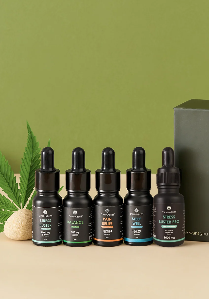 India Hemp Organics STRESS BUSTER PRO with 16% Cannabis Leaf Extract + Tulsi and Jatamansi
