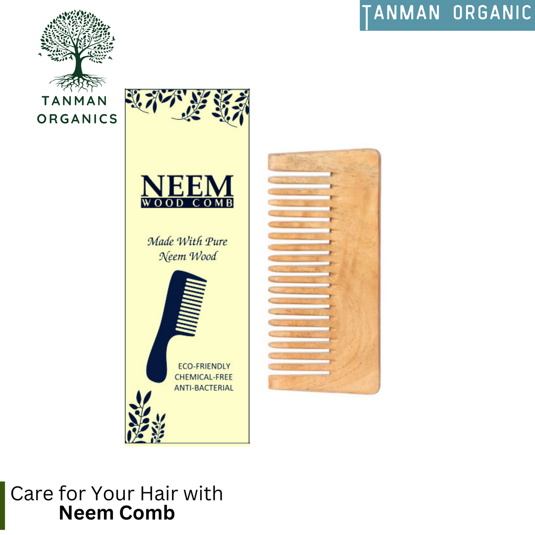 Tanman Organics Pure Kacchi Neem Wood Comb DETANGLE 5.5