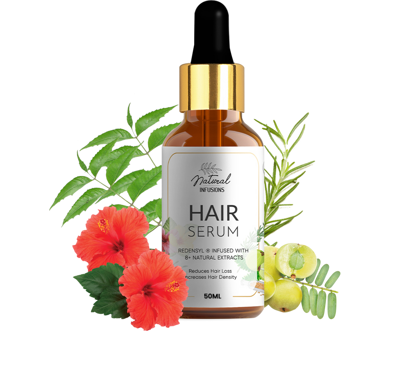 Natural Infusions hair serum - 5% redensyl and 8+ plant extracts - improves hair growth, maintains healthy scalp - pack of 1 (50ml)
