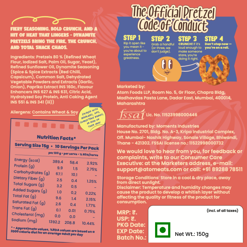 Atom Eats Dynamite Pretzels Party Pack | 150g Pack by Atom Eats