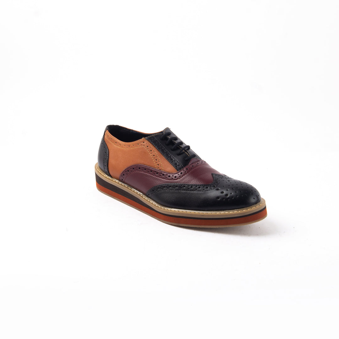 Monkstory Beverly Tricolour Brogues - Black
