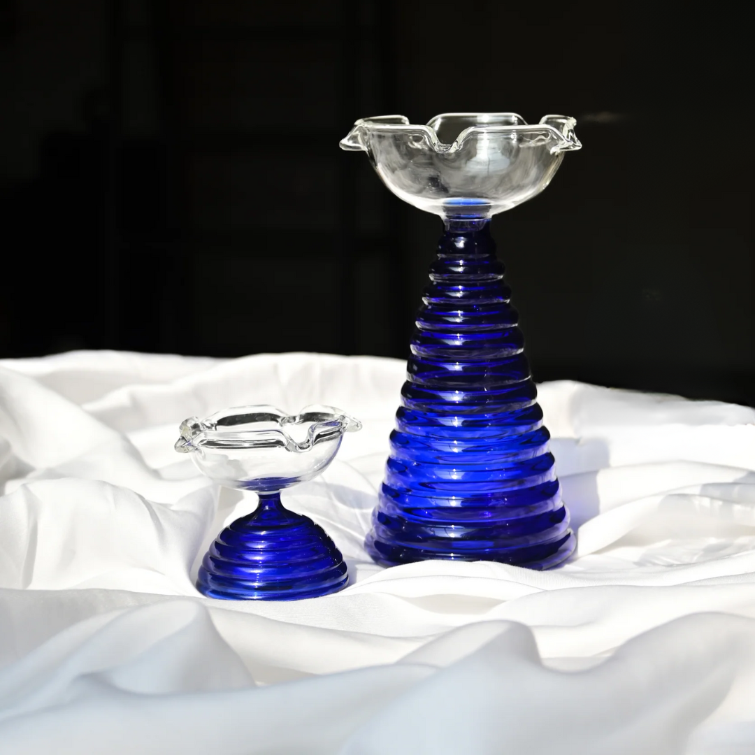 Muun Home Glass Diya Pair Gift Set - Tall & Short Diyas