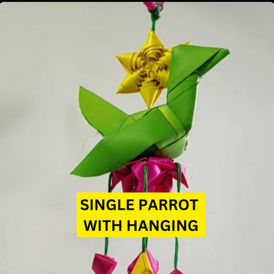 Hand made palm leaf parrot hanging I Diwali decoration I pair of 2 I 12 inches