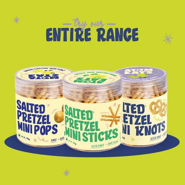 Atom Eats Salted Large Pretzel Knots | Baked Pretzels | 75 g, Pack of 4